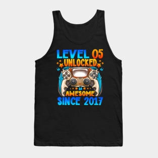 Level 5 Unlocked Awesome Since 2017 5Th Birthday Gaming Tank Top